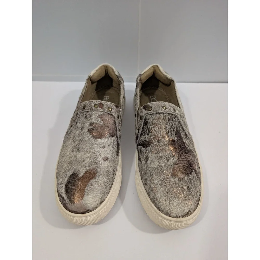 Corkys Pine Top Women's Size 8 Hair-On Leather Slip-On Sneakers Cow Hide Bronze